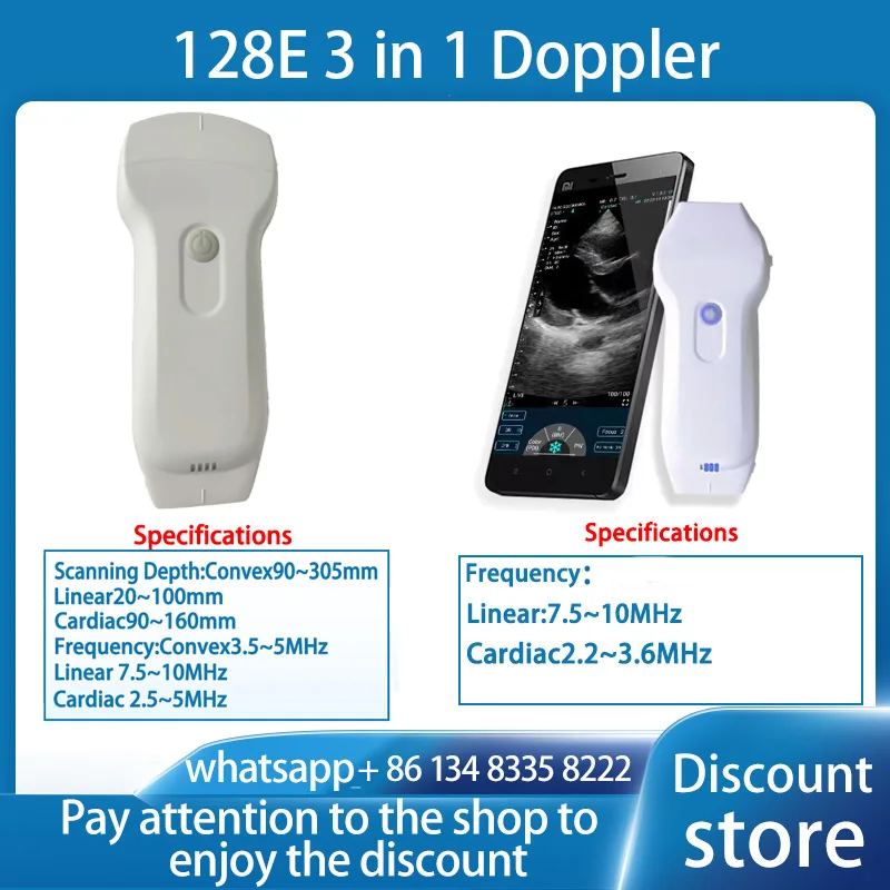 

Color Ultrasound Doppler 3 in 1 Probe Convex Linear Phased Array Support iOS Android Windows Complimentary Suitcase