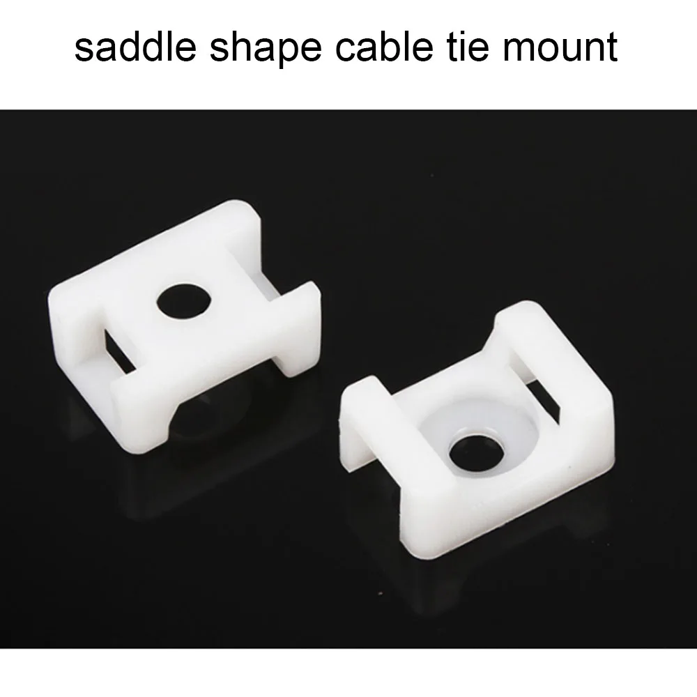 Description Picture 4 of itemcable tie Mounts 100PCs 4.6mm Wire Buddle Saddle Type Plastic Holder White Black 10 width 15 length Plastic cable white mount