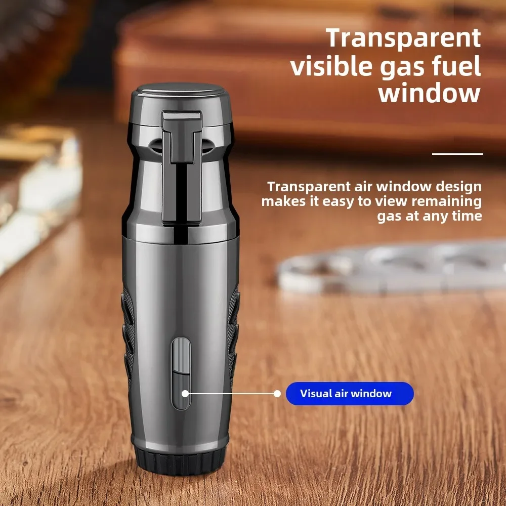 Compact Metal Blue Flame Butane Lighter, Ceramic Torch Gas Lighter, Men's and Women's Portable Cigar Lighter Perfect Daily Gift