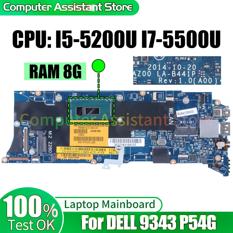 

For HP 9343 P54G Laptop Mainboard LA-B441P 0WF2C3 I5-5200U I7-5500U Notebook Motherboard