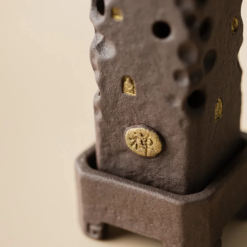 Zen Stick Incense Burner with Lid Ceramic Retro Aromatherapy Holder for Home Indoor Tea Room Desktop Meditation Decor Gift