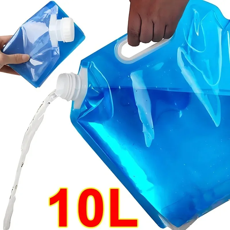 High Capacity 5/10L Outdoor Camping Water Bag Portable with Handle Folding Travel Picnic BBQ Water Tank Storage Bag Accessories