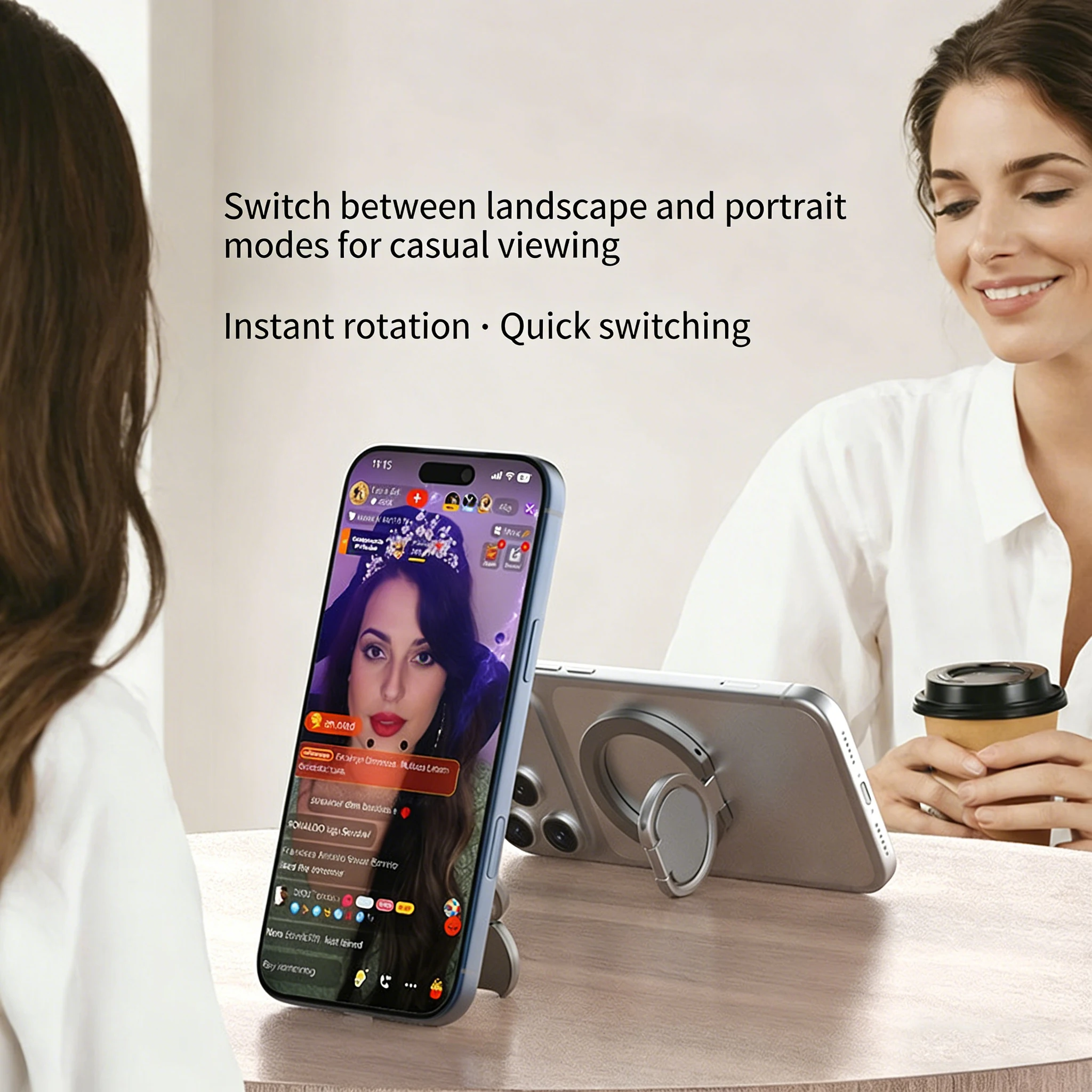 Dual-Sided Magnetic Phone Stand and Ring Holder Kickstand