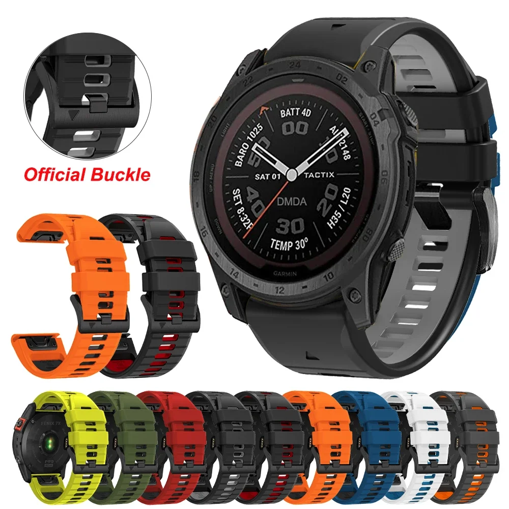 22 26Mm Cinturino In Silicone Quickfit Per Garmin Tactix 7 Pro Amoled Delta Bravo Sport Band Quatix 7X Fenix 7 Pro D2 Accessori Per Orologi