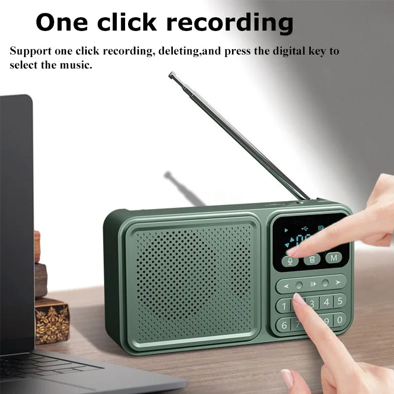 Portable DSP FM Radio Mini Pocket Solar Emergency Radios Recorder Wireless Bluetooth Speaker with LED Display USB Music Player