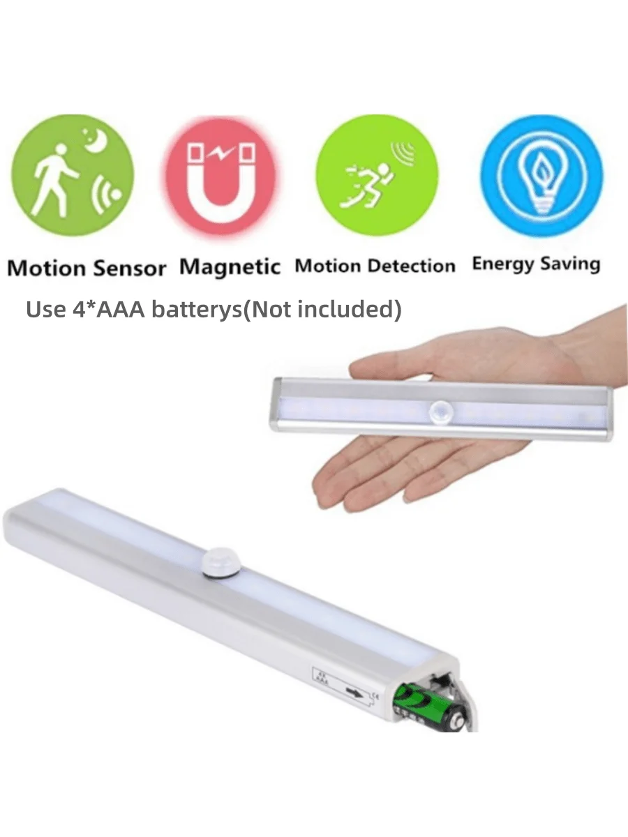 Motion Sensor LED Lights Under Cabinet Closet Lights Night Light Portable Stick-on Lamp Warm White Light