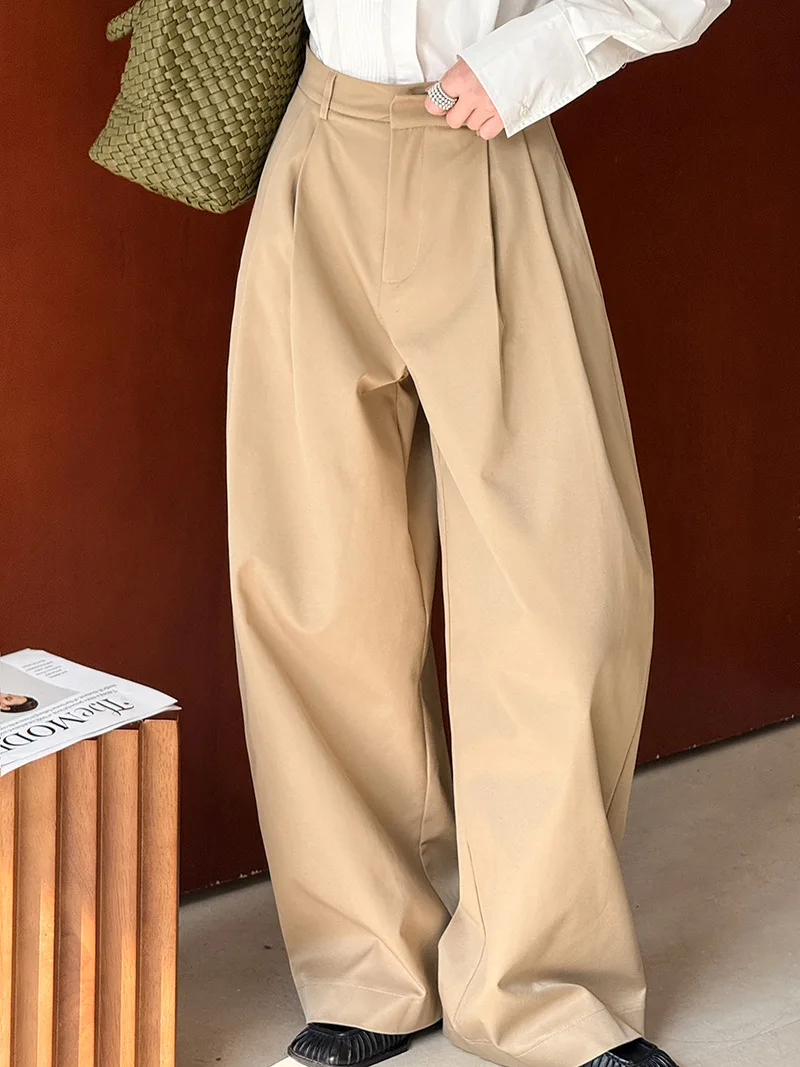2026 Women Spring Wide Leg Causal Long Pants Comfortable High Waist Stright Pants Female Women Clothes Trousers