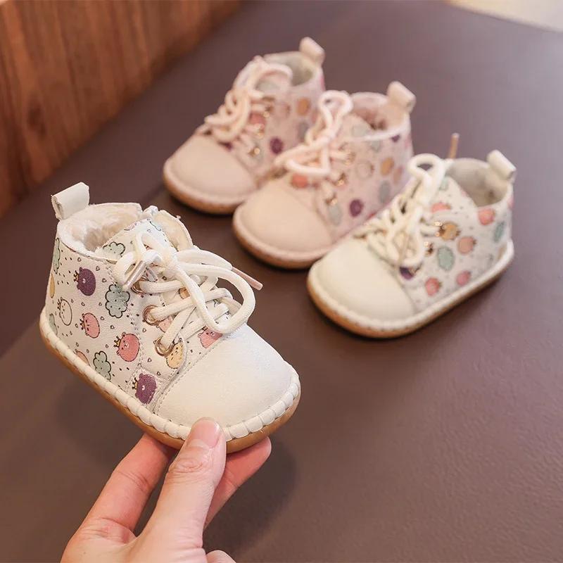 Winter Baby Girls Snow Boots Warm Plush Children Outdoor Shoes Soft Sole Non-slip Infant Toddler Shoes baby shoes baby boots winter snow boots Cartoon Bear Kids
