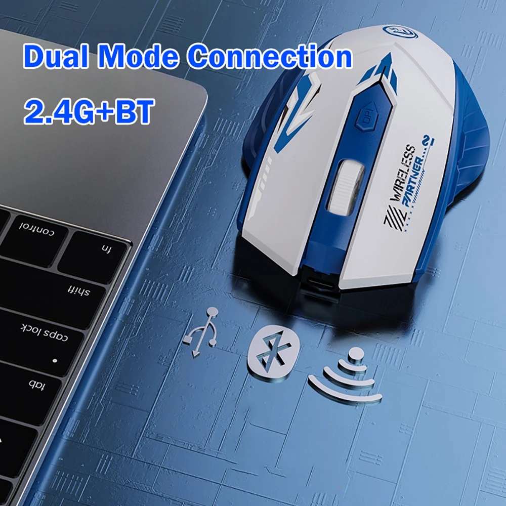 Bluetooth 5.4 Mouse Dual-Mode 2.4G Wireless Mouse 6 Buttons Gaming Mouse Office Silent Mice Rechargeable Mouse For PC Laptop — view 2