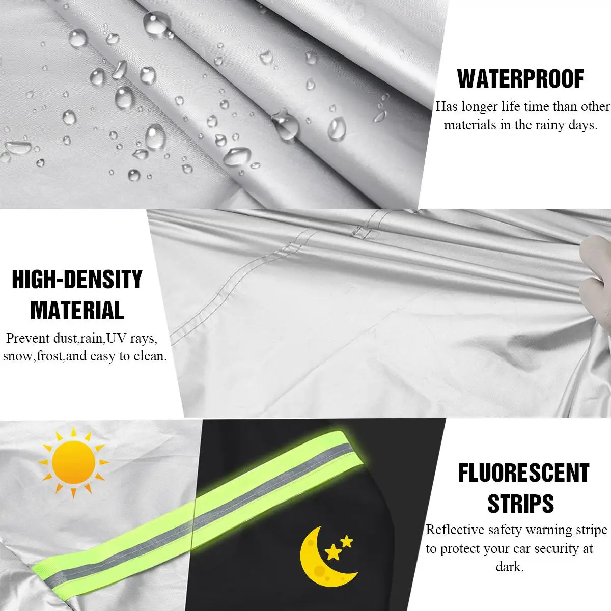 Universal SUV Full Car Covers Indoor Outdoor Windproof Anti Dust Sun Rain Snow Protection UV Silver Case M/L/XL/XXL