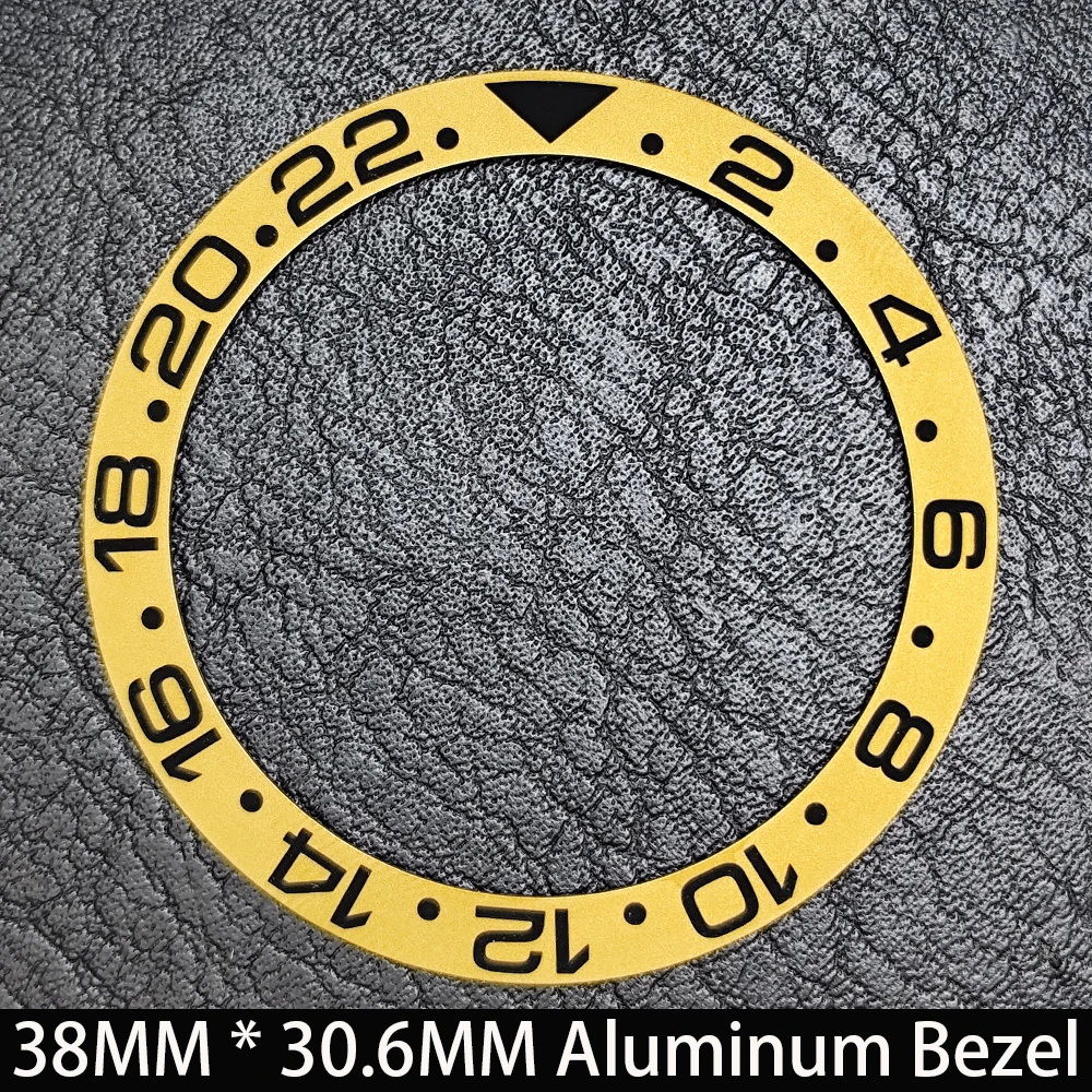 Elegant Blue Luminous Bezel GMT and Diving Watch Insert, Sloping 38mm x 30.6mm Ceramic/Aluminum