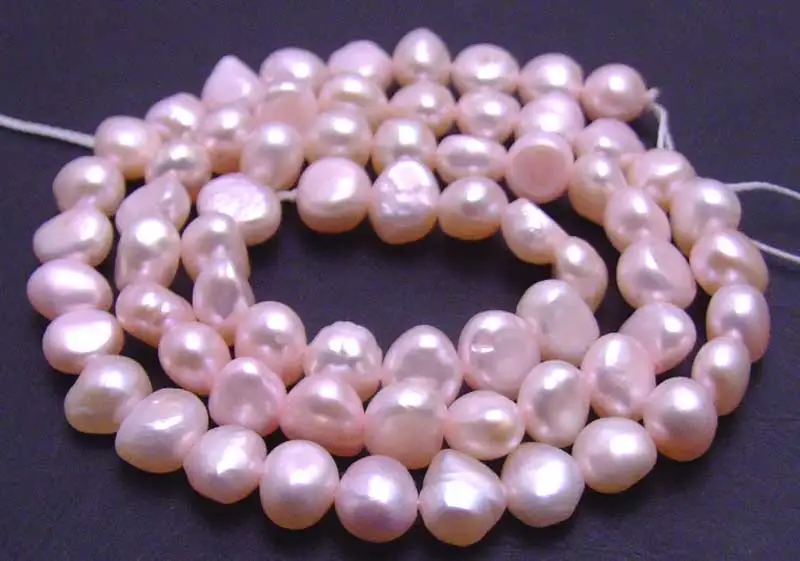 Qingmos 6-7mm Baroque Natural Freshwater Light Pink Pearl Loose Beads for Jewelry Making DIY Necklace Bracelet Strands 14''