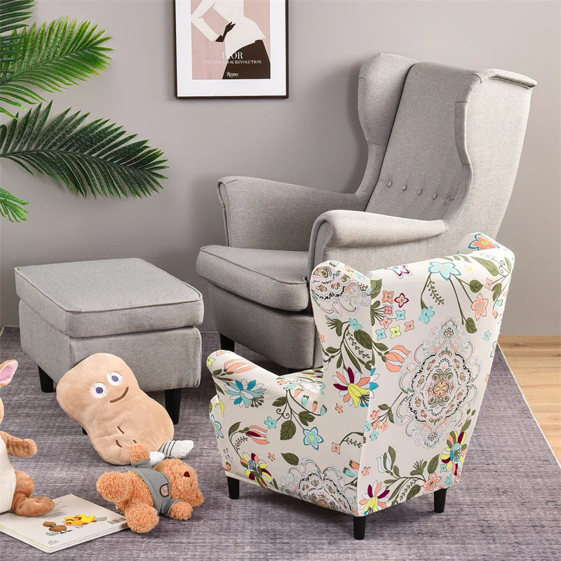 Kinderen Volwassen Bedrukte Vleugel Stoel Hoes Stretch Spandex Wingback Bank Slipcovers Elastische Vleugel Fauteuil Covers Zitkussenhoes