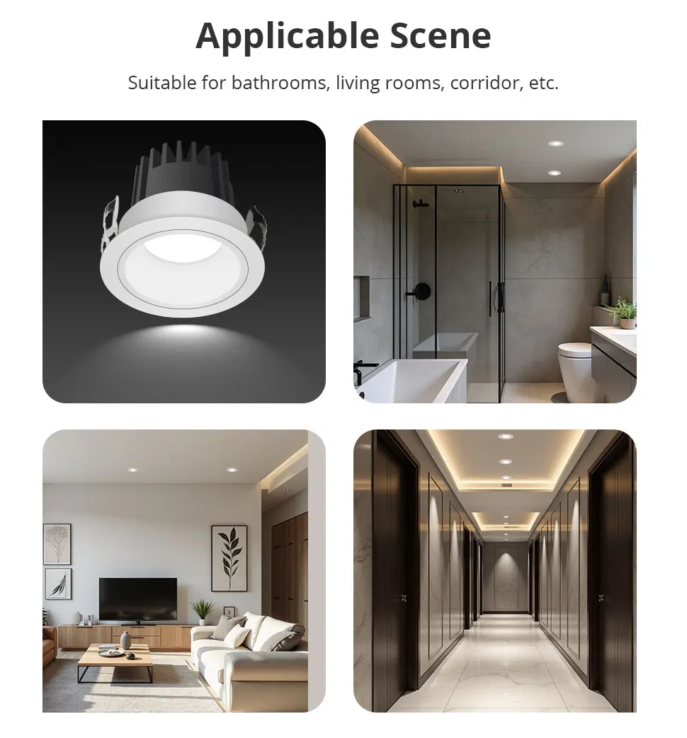 Zigbee LED Downlight IP44 CCT Round Recessed Spotlight 12W Work with Tuya Homeki