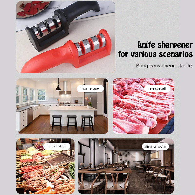 Description Picture 6 of itemKitchen 3-Segment Knife Sharpener Household Multi-Functional Hand-Held Three-Purpose Black Sharpening Stone