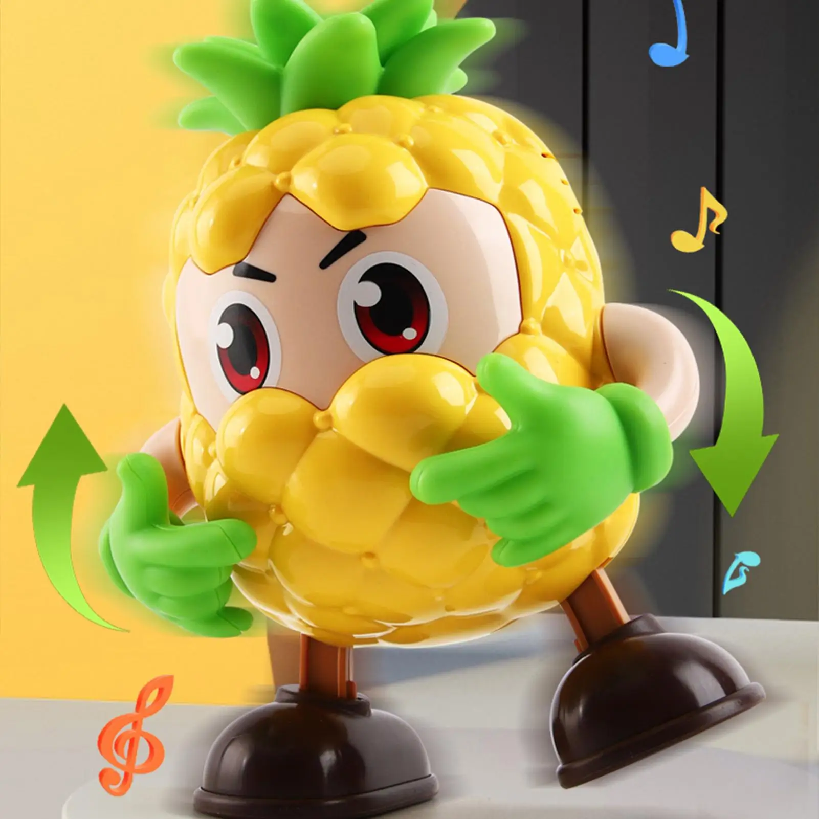 어린이를 위한 춤추는 로봇 과일 인터랙티브 로봇 유치원 생일 소년 소녀 파티를 위한 조명과 소리가 있는 인터랙티브 장난감