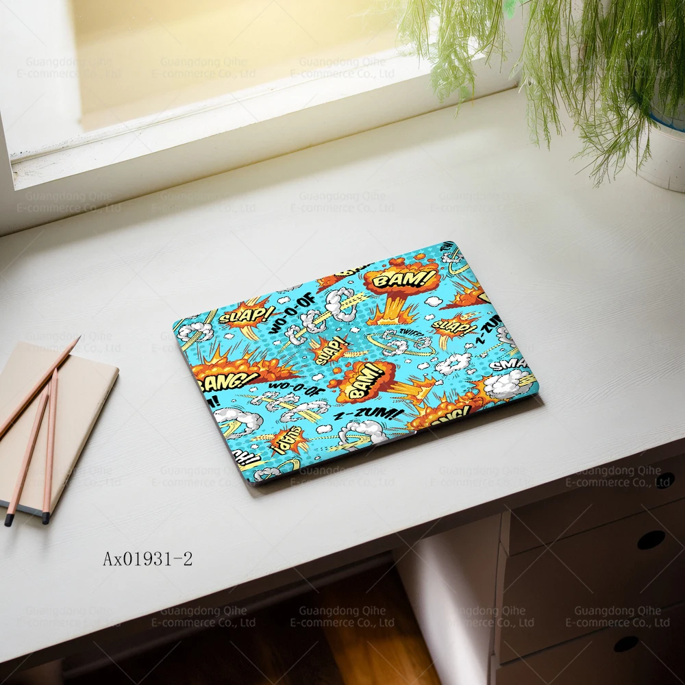 팝아트 코믹 노트북 스킨 세트 2개, 13-17인치 노트북용 맞춤형 보호 스티커, 자가 접착식 PC 데칼