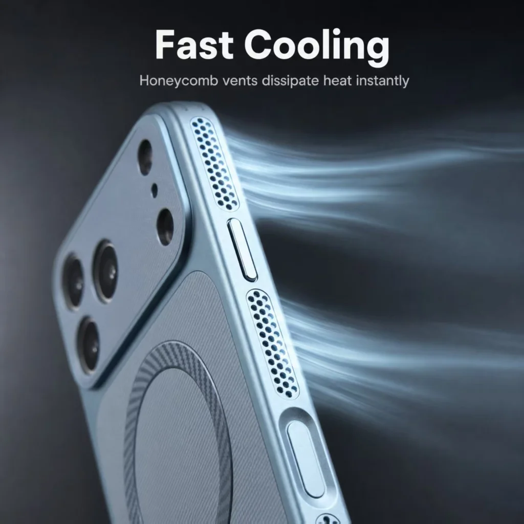Premium Honeycomb Cooling Phone Case with Skin Feel and Shockproof Protection