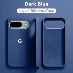 Luxury Premium Original Liquid Silicone Shockproof Slim Phone Case Cover for Google Pixel 8 Pro (DBlue)
