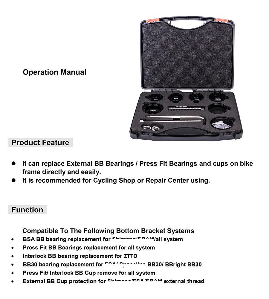 ZTTO Fahrrad-Innenlager 6805 6806 Lager entfernen Installieren Werkzeug Press Fit BB MTB Fahrrad 24 mm 30 mm BB86 BB30 BB92 PF30 Reparatur – Detail 3