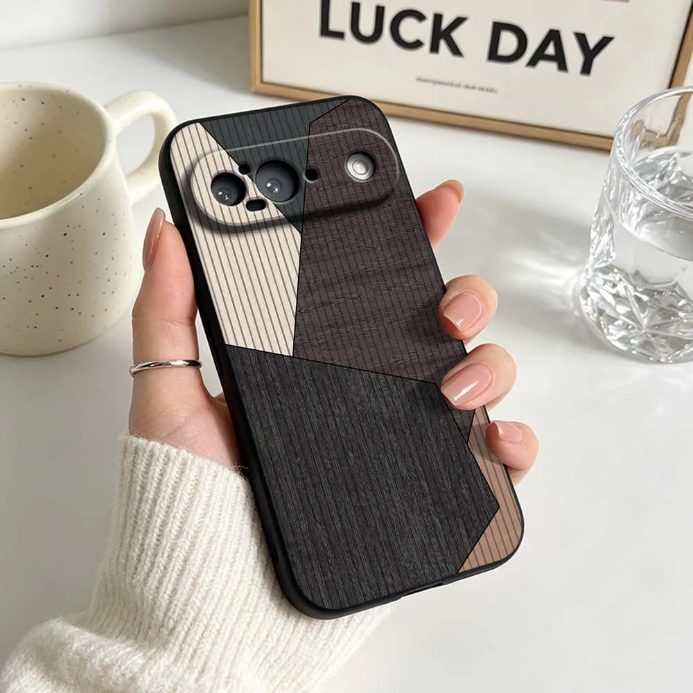 Vintage Wood Grain Pattern Black Soft Silicone Phone Case