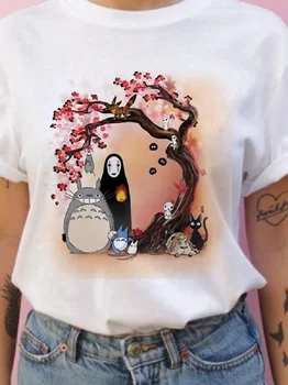 T-shirt estiva da uomo e da donna a maniche corte Studio Ghibli Totoro Harajuku Kawaii Totoro Ghibli comoda maglietta casual 1