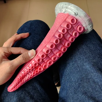 YOCY New 7cm Thick Octopus Tentacle Dildo Anal Silicone Sex Toy Gray Meat Color Butt Plug With Suction Cup Male Masturbate 4