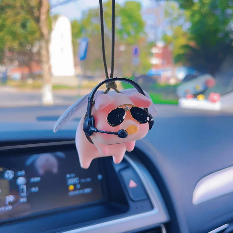 Car Interior Decoration Pendant Cute Swing Flying Lucky Pig Auto Rearview  Mirror Hanging Decoration Pendant For Car Accessories - AliExpress