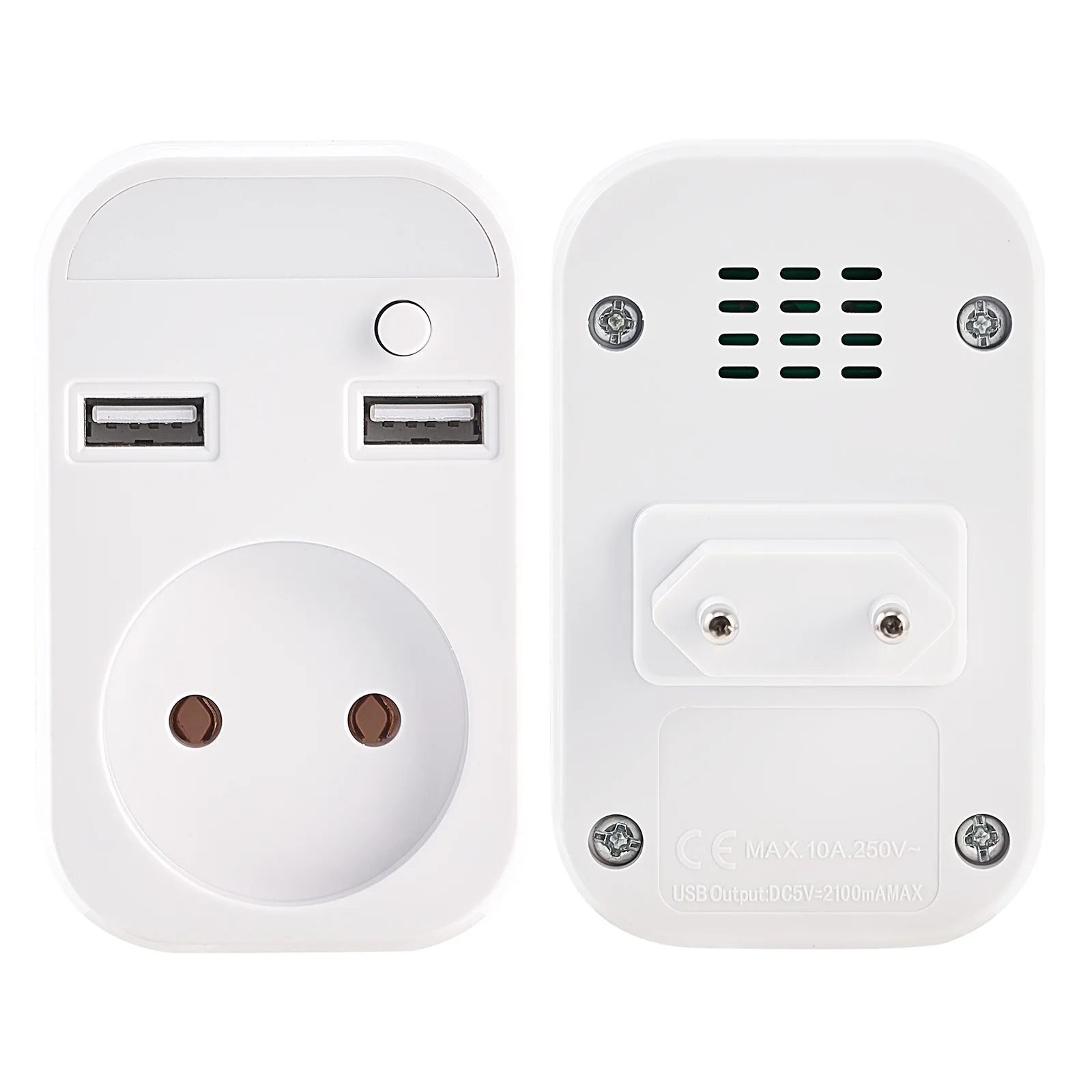 Universal USB Socket Adapter with Night Light and Switch - EU Standard Outlet