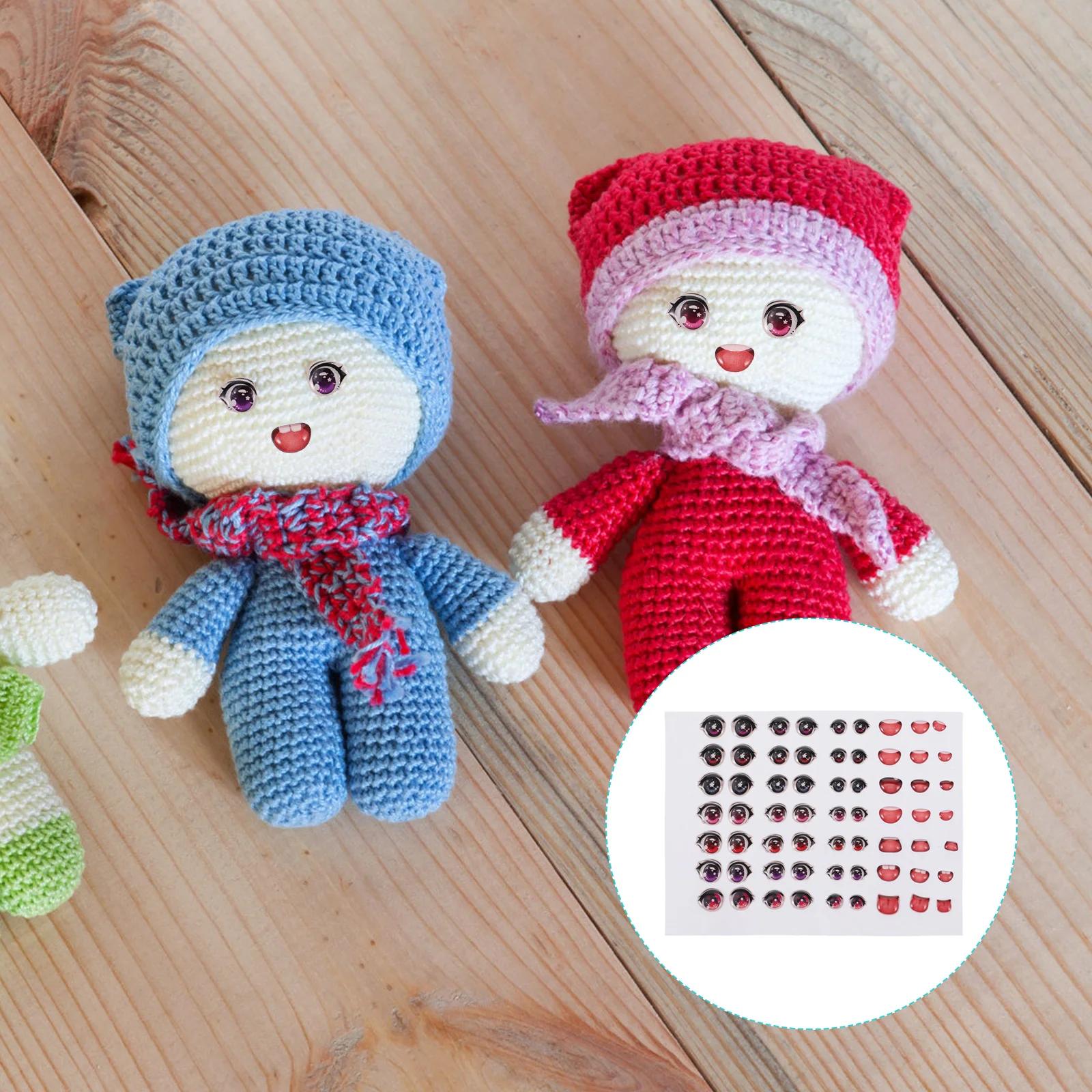 

Adorable Cartoon Toy Eyes Mouth Decals Eyes Mouth Stickers For DIY Doll