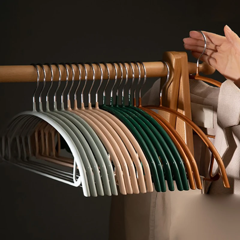 5 pieces Household Dip Plastic Half-round Coat Hanger Thick Adult Clothes Shelf With Hook Without Trace Drying Dipped plastic 2