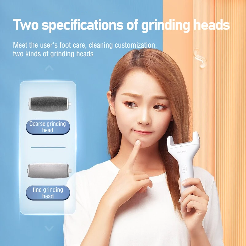 Showsee Electric Foot File Pedicure Dead Skin Remover B1-W Skin Care Callus Remover 600mAh Electric Feet File Grinder 5