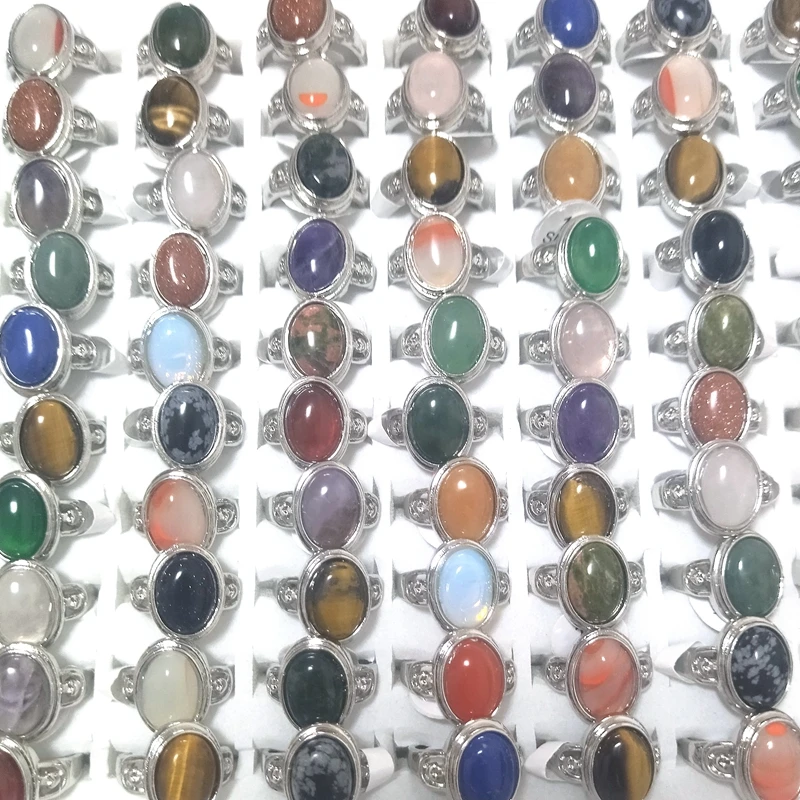 New Style Oval Natural Stone Rings 50pcs/lot For Women Fashion Rings 2