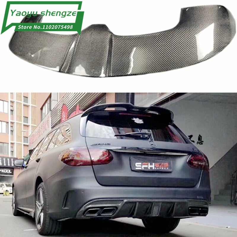 

Sedan 5 Door Hatchback For Mercedes Benz C Class W205 Travel version 2016-2019 Carbon Fiber Spoiler Rear Trunk Boot Lip Roof
