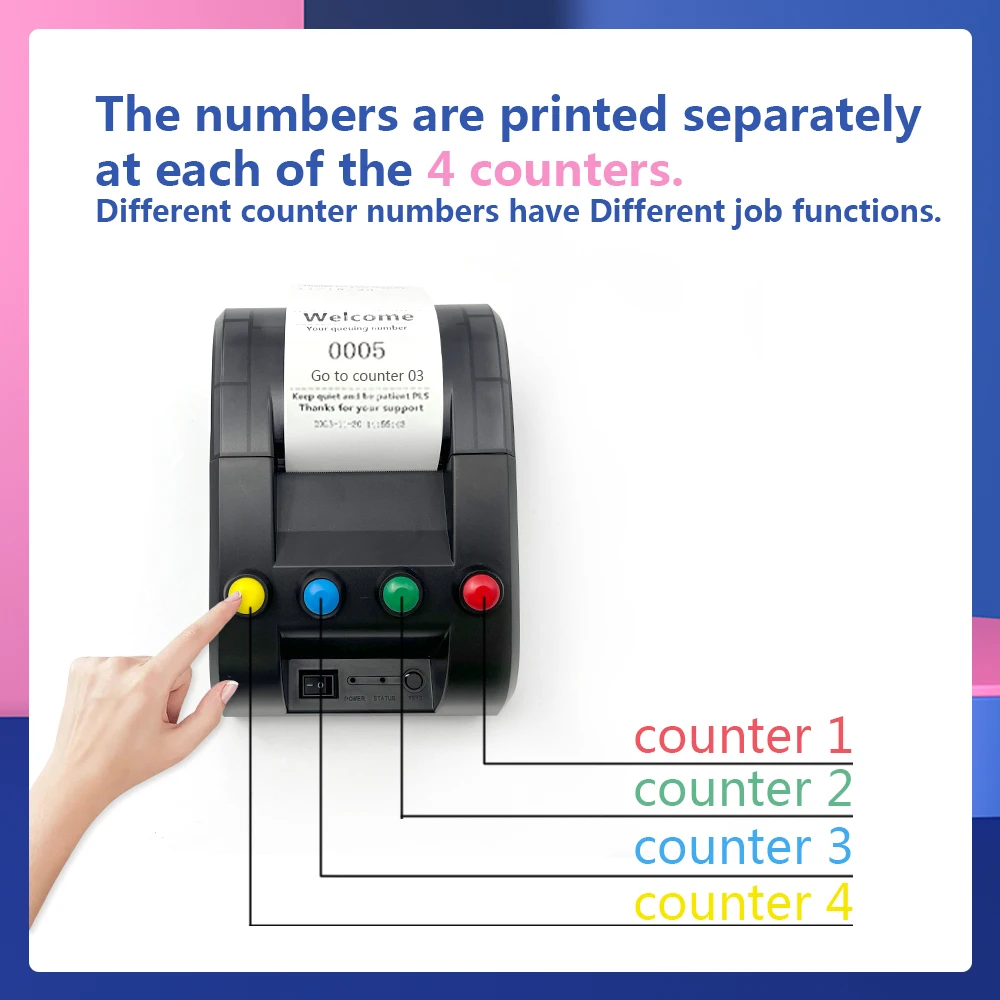 Ticket Dispenser Thermal Printer Paper Roll For Wireless Queue Call Management System Support Change Ticket Text Language wireless calling system