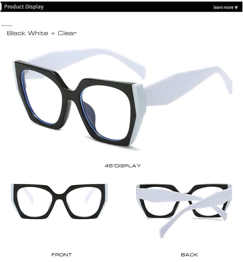 Occhiali da vista polygonali cat eye anti-luce blu moda_voghion.com
