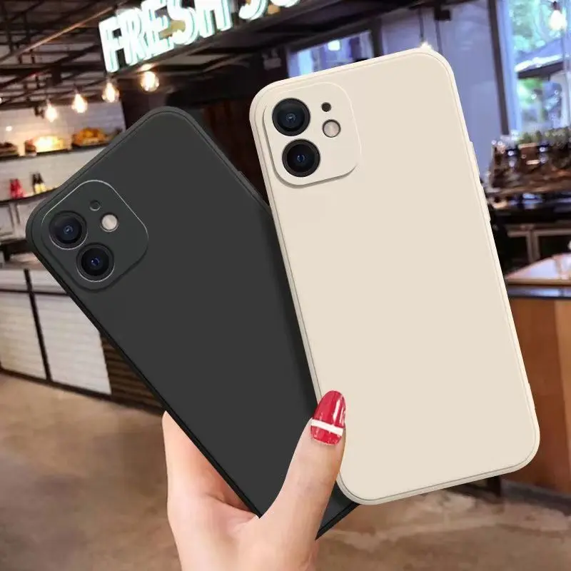 Sleek Matte Square Silicone Phone Case with Camera Protection