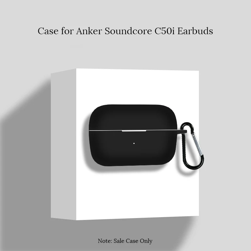 Shockproof Silicone Earbud Case with Carabiner - Slim Protective Cover