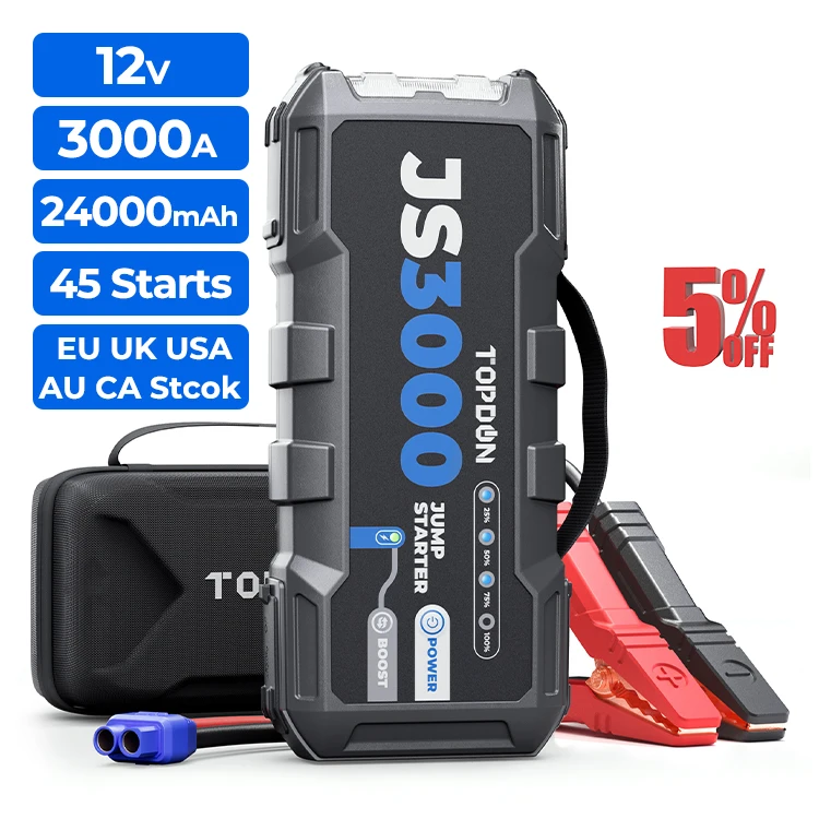 Topdon Js3000 3000A 24000Mah 12Volt Multi-Funzione Super Condensatore Auto Batteria Di Emergenza Booster Powerbank Pack Car Jump Starter