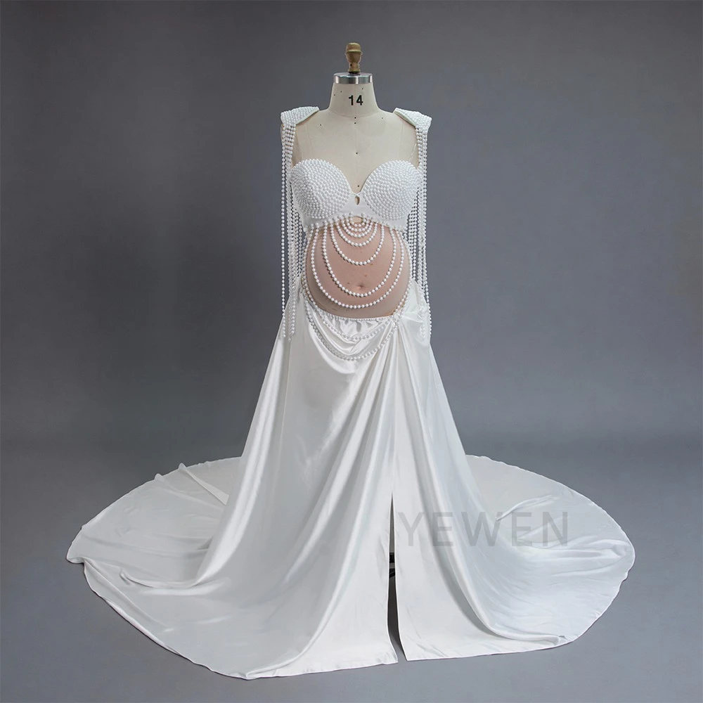 2 Piece Set Pearls Photography and Maternity Dresses Custom Made Baby  Shower Dress for Pregnant Women for Photo Shoot Long Dress - AliExpress 320