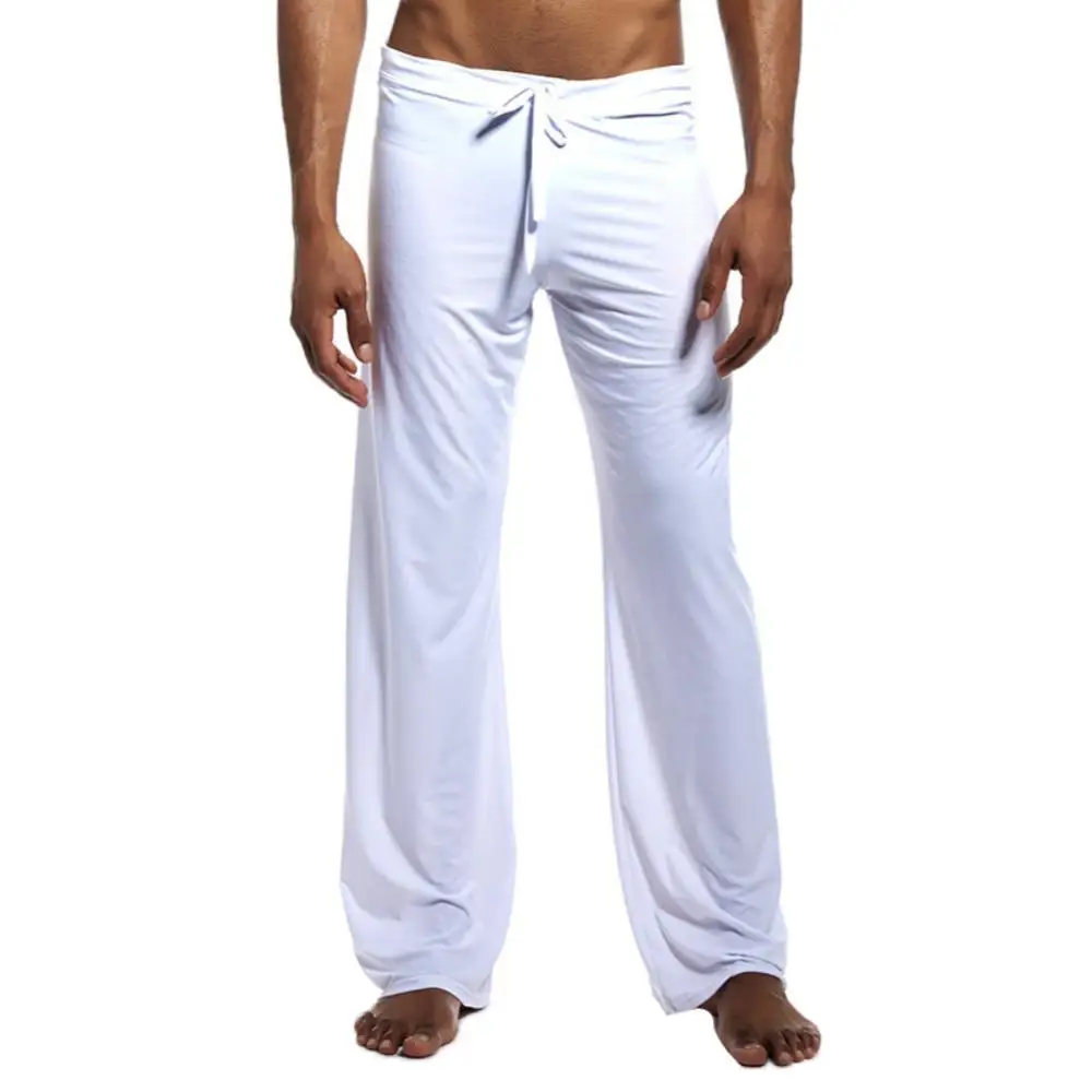 Men Casual Solid Color Low-waisted Drawstring Loose Sport Jogging Trousers Running Yoga