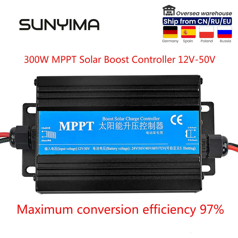 Sunyima Mppt 300w 24v/36v/48v/60v/72v Solar Boost Charge Controller