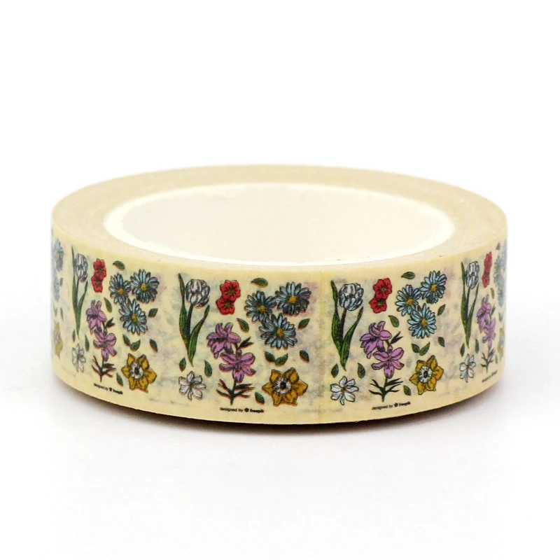 1PC 10M Decorative Beautiful Spring Kraft Flower Washi Tape for Scrapbooking Journaling Adhesive Masking Tape Cute Stationery