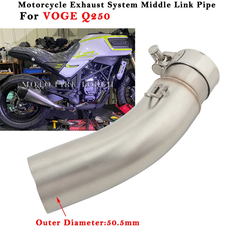 

Motorcycle Exhaust Moto Escape System Modified Muffle 51mm Middle Link Pipe Stainless Steel Connect Tube Slip On For VOGE Q250