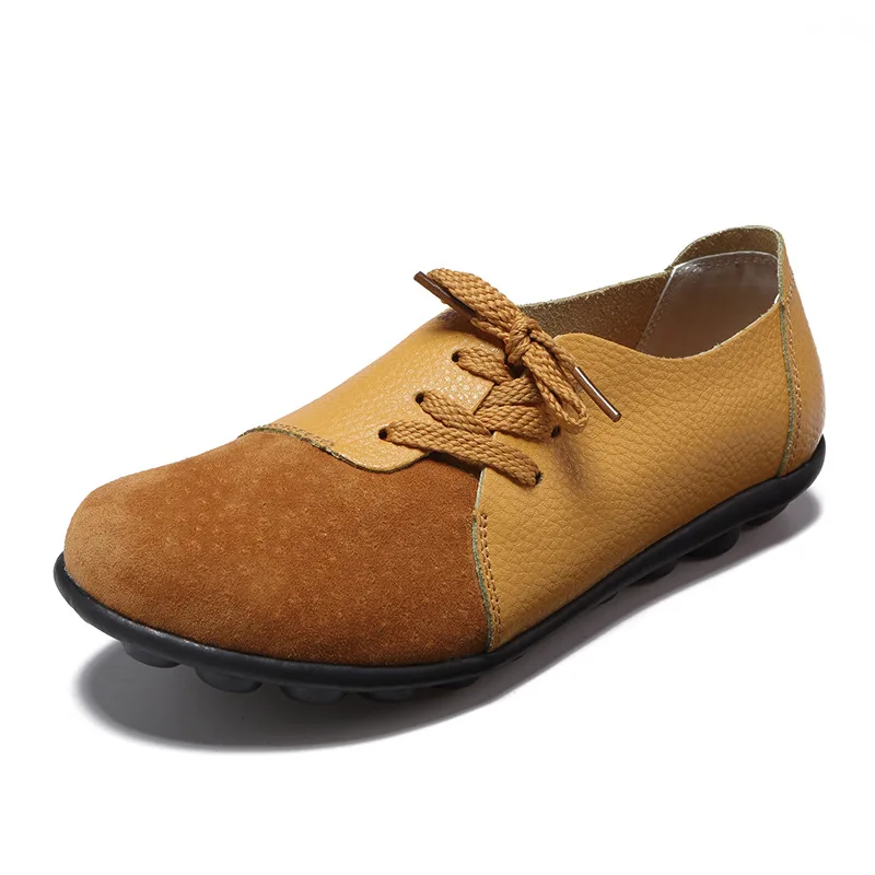Woman's Flats Shoes woman Soft Genuine Leather Big Size Boat Shoes for Women 6