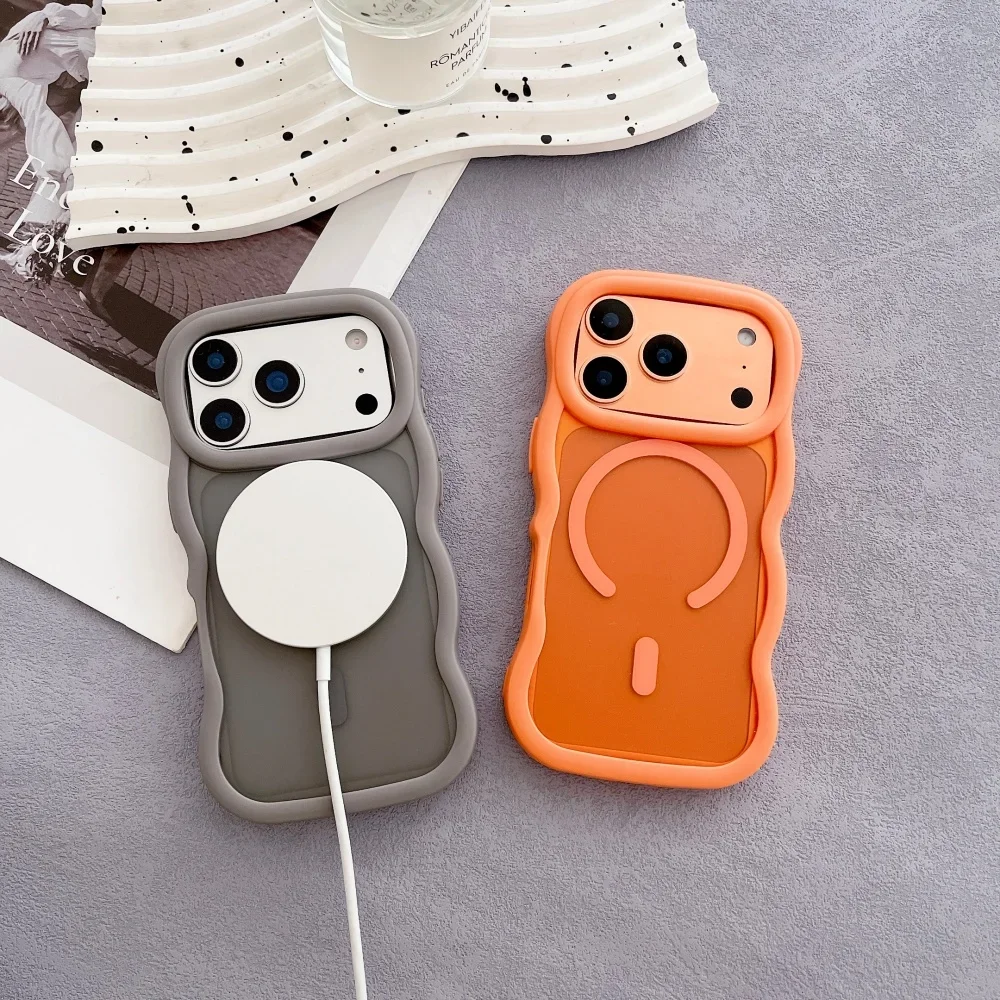 Stylish Candy Wave Matte Phone Case with Magsafe Compatibility