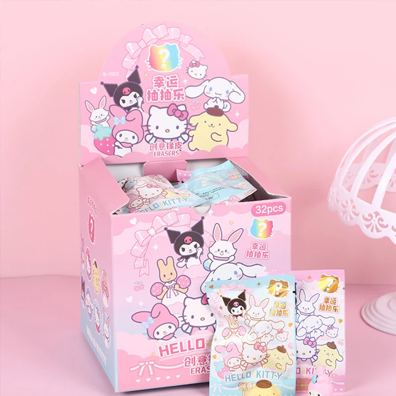 

New Kawaii Sanrio Hellokitty Kuromi Mymelody Cinnamoroll Pompompurin Eraser Cartoon Student Stationery Toys Anime Toys For Girls