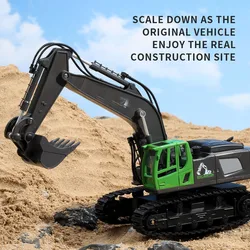 New 1/18 RC Excavator Vehicle 1558 Electric Alloy Excavator Machine 11CH Engineering Vehicle Toys for Kids Christmas Gift