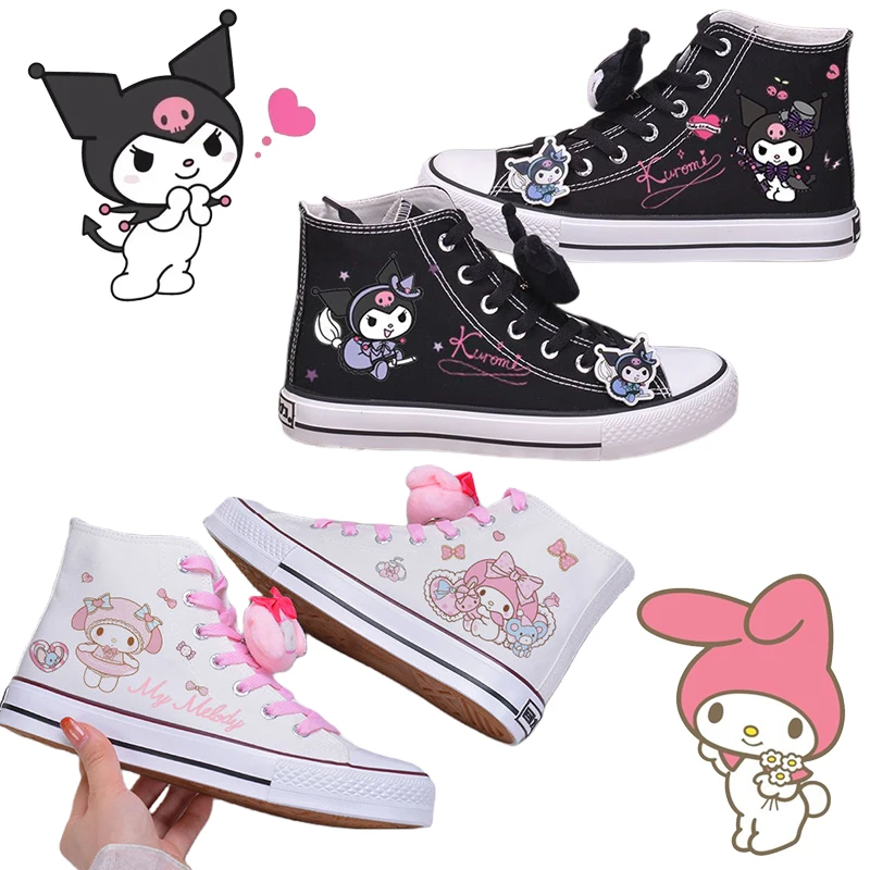 

Anime Plush Doll Kuromi Casual Shoes Cartoon Cinnamon Melody All Match Canvas Shoes Female Ins Student Soft Sneakers Girls Gifts
