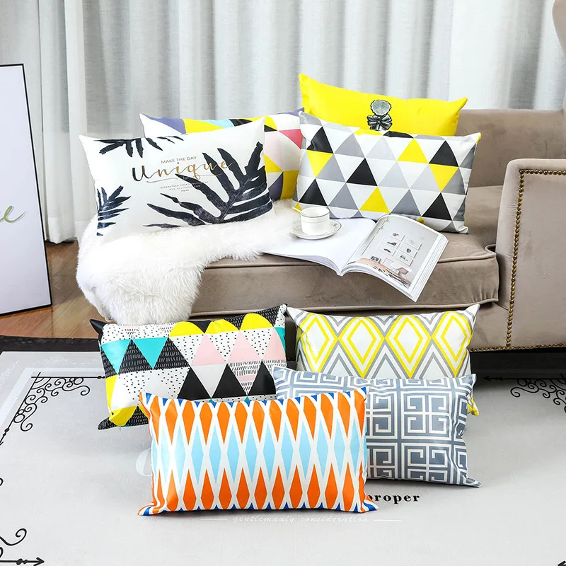 Double-sided length 30*50 cm square geometric cushion living room sofa headboard waist pillowcase Modern simple pillowcase 2